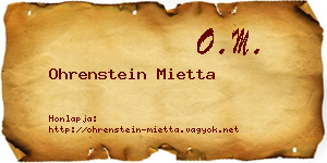 Ohrenstein Mietta névjegykártya